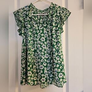Green Floral Blouse